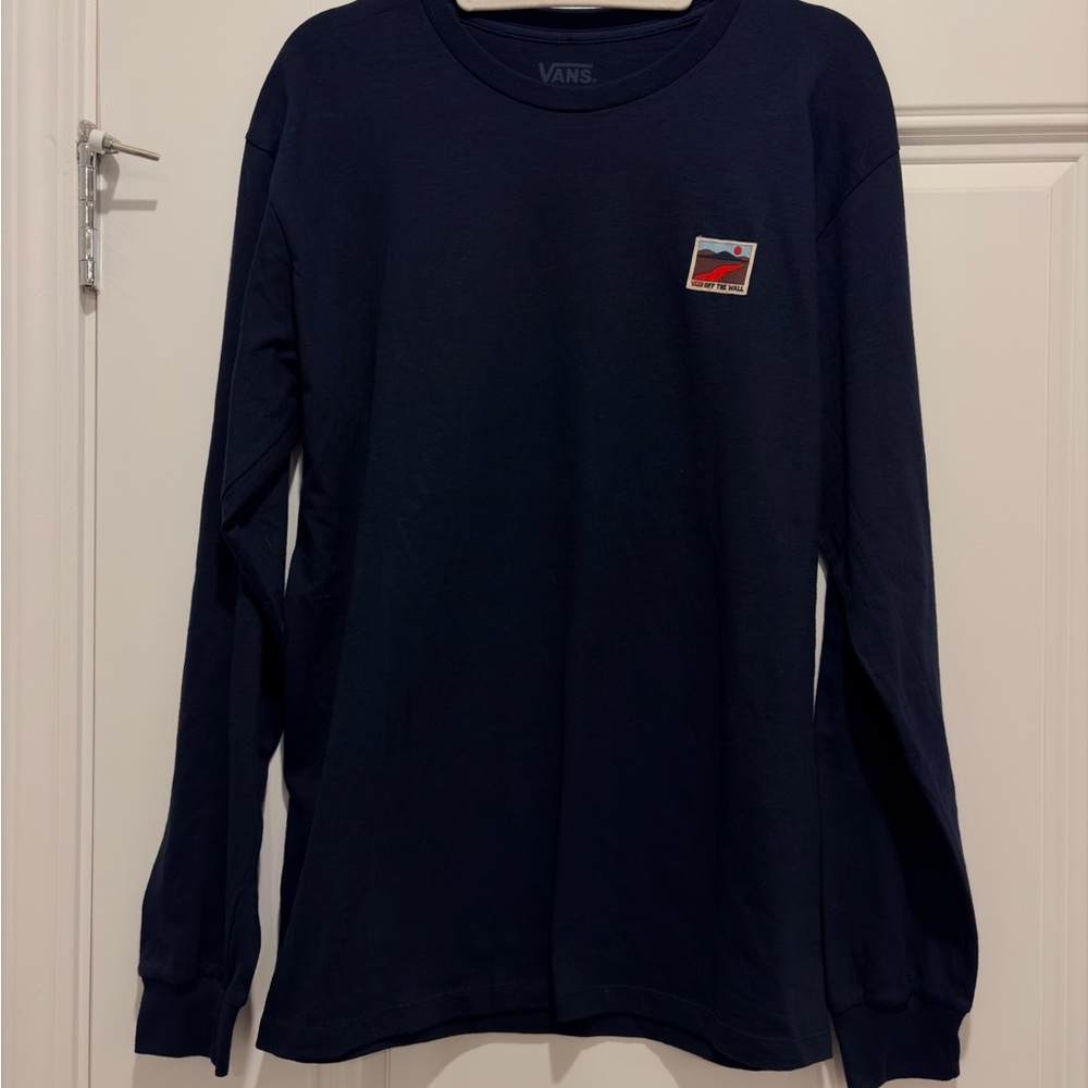 Vans Size M Navy Long Sleeve Tee with Small Chest Patch